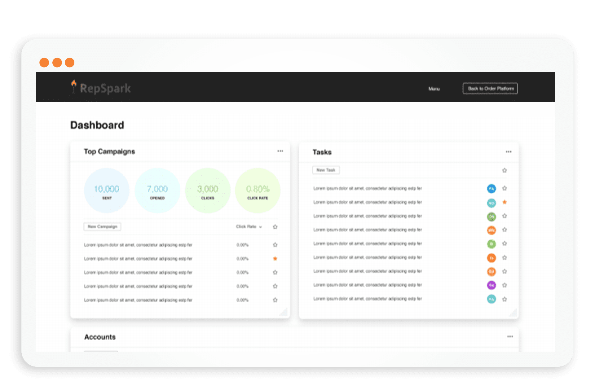 RepSpark's customer communications hub with an iPad view.